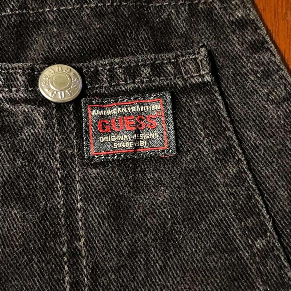 Vintage Guess Charcoal Denim Overalls - Picture 3 of 15